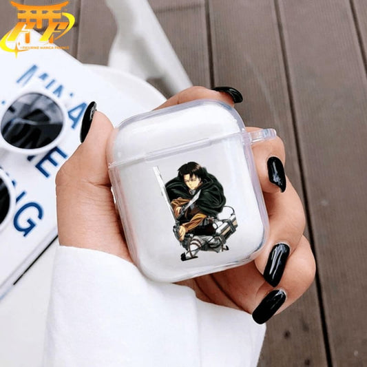 Coque Airpods du personnage Livaï du manga L'Attaque des titans
