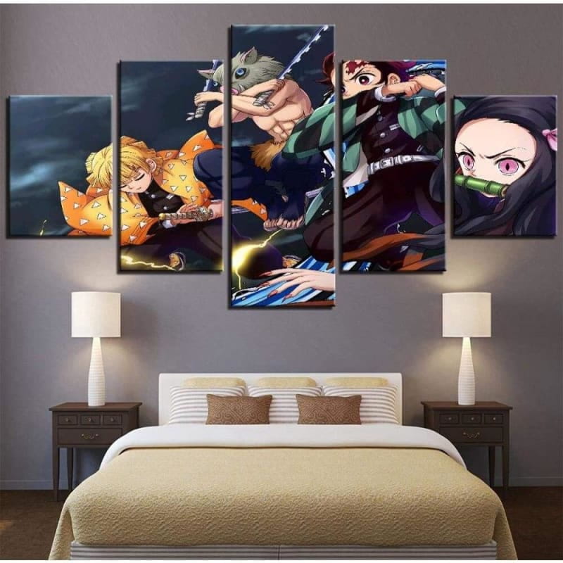 Tableau Tanjiro, Nezuko, Zenitsu et Inosuke - Demon Slayer