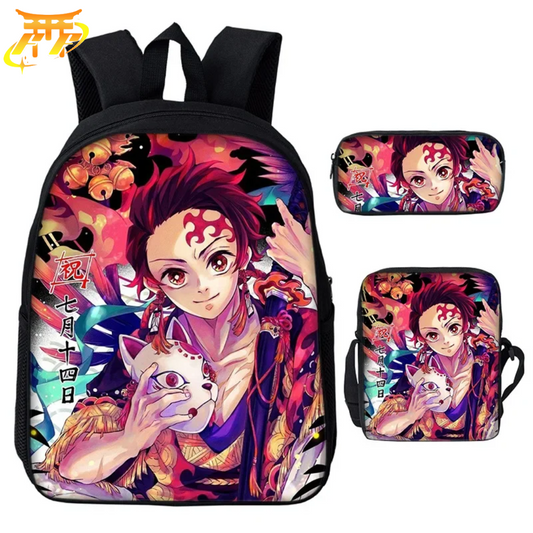 Cartable avec Trousse et Sacoche Tanjiro Pillier du Soleil - Demon Slayer™