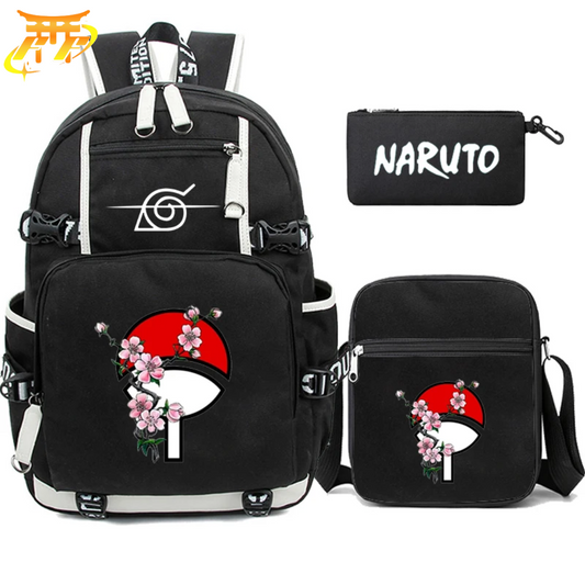 Cartable avec Trousse et Sacoche Uchiwa - Naruto Shippuden™