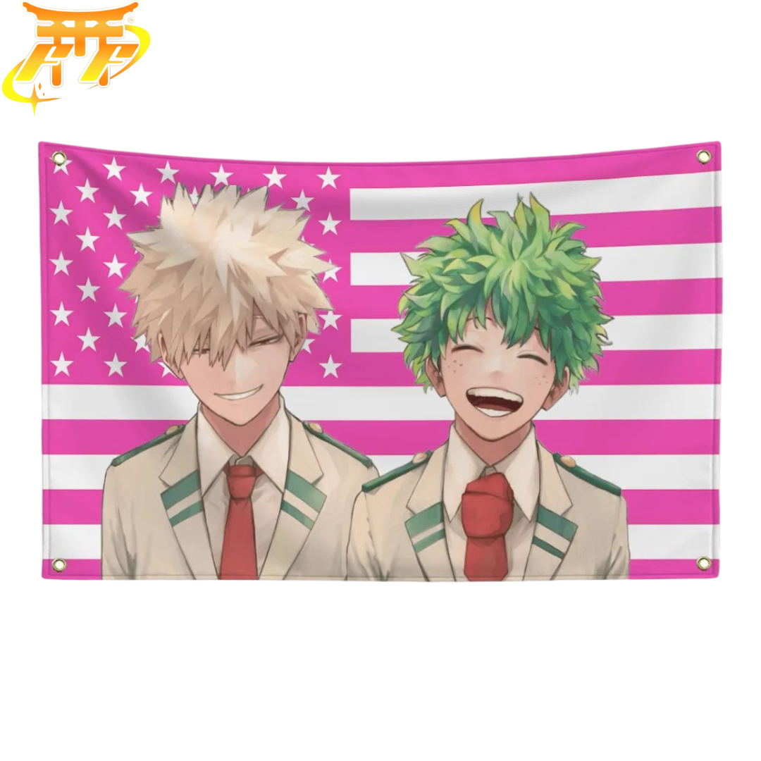 Drapeau Bakugo & Midoriya "Sourires D’Héros" – My Hero Academia™