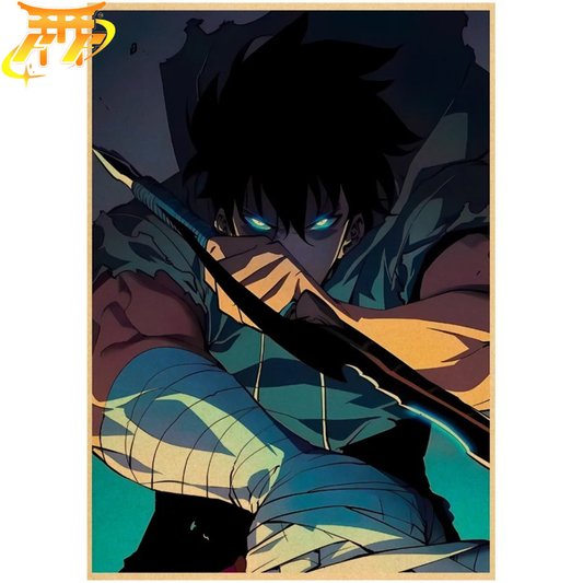 Poster Sung Jinwoo "Assaut Du Chasseur" – Solo Leveling™