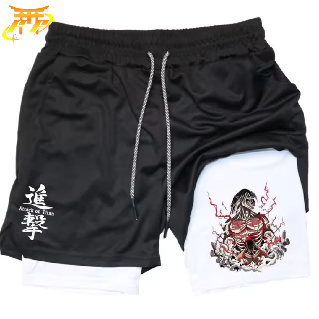 Short Eren "Titan Assaillant" Noir et Blanc - Attaque des Titans™