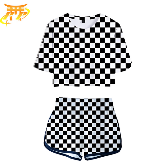 Pyjama Femme Tanjiro à carreaux noir et blanc - Demon Slayer™