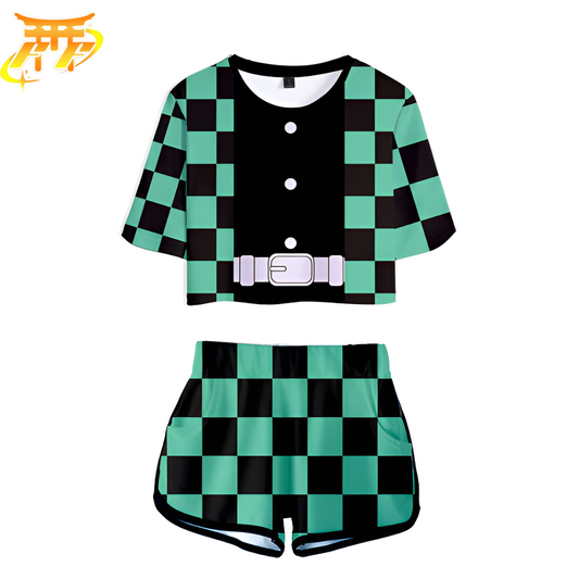 Pyjama Femme Tanjiro vert et noir - Demon Slayer™