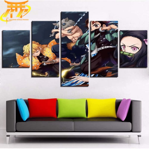 Tableau Tanjiro, Nezuko, Zenitsu et Inosuke - Demon Slayer