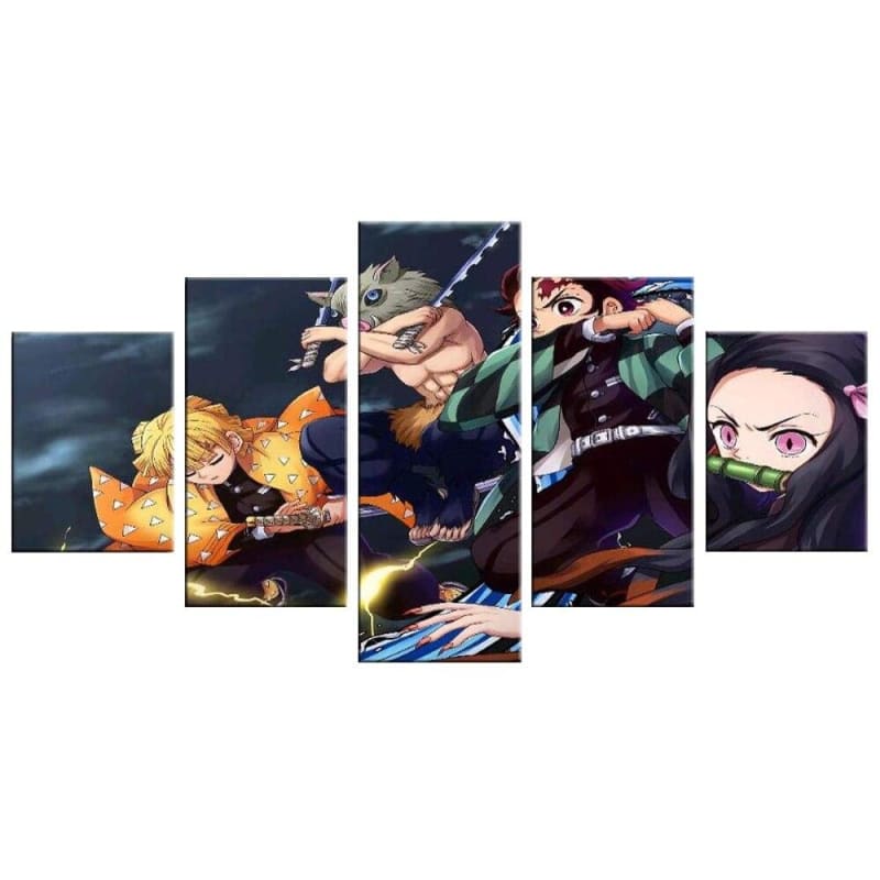Tableau Tanjiro, Nezuko, Zenitsu et Inosuke - Demon Slayer